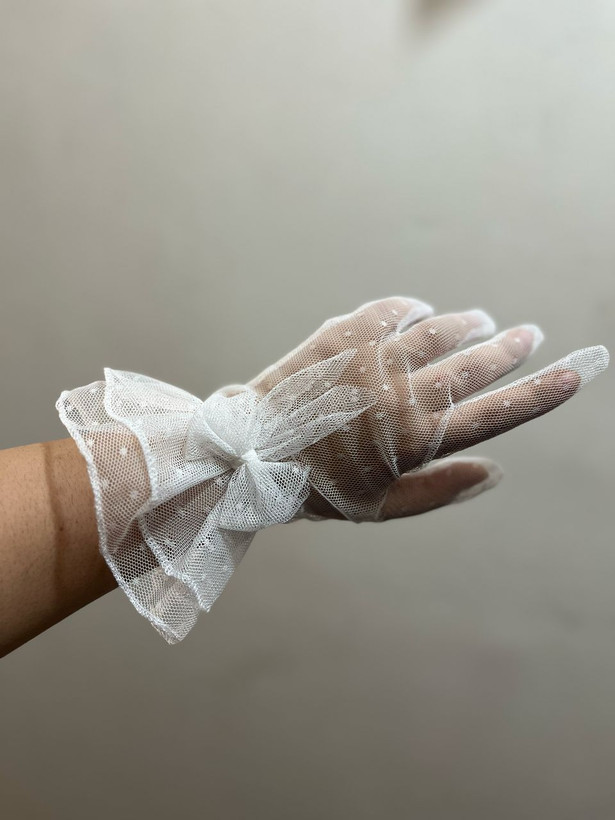 دستکش توری کوتاه خالدارمدل دخترانه