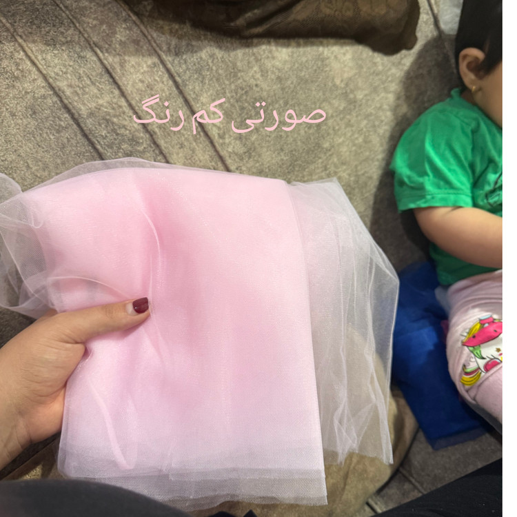 دستکش توری بلند نگین دارصورتی کم رنگ