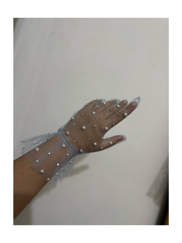 دستکش کوتاه آبی آسمونی