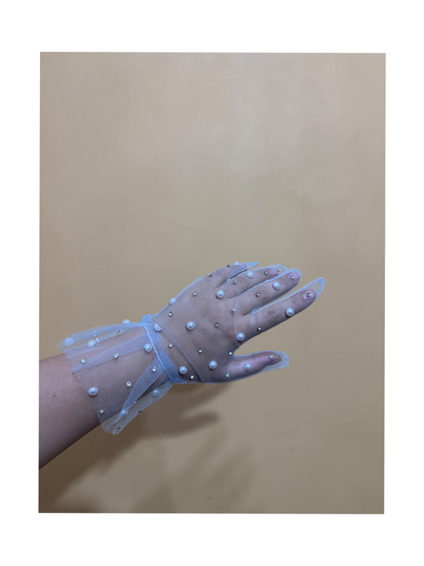 دستکش کوتاه آبی آسمونی